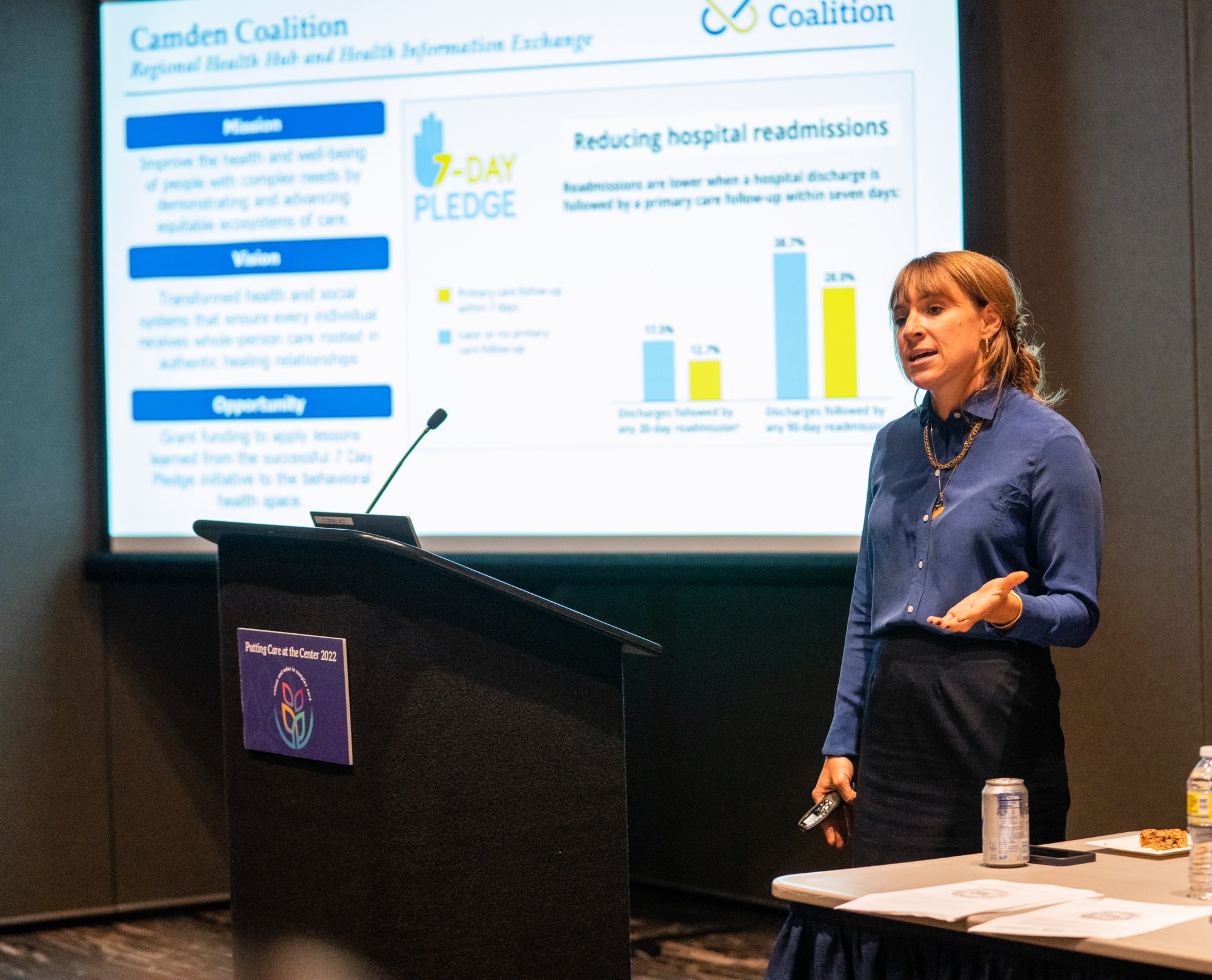 Camden Coalition staff member presents data at a Putting Care at the Center conference