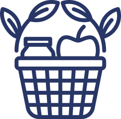 Icon of jar and apple in a basket