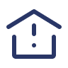 House with exclamation mark inside icon
