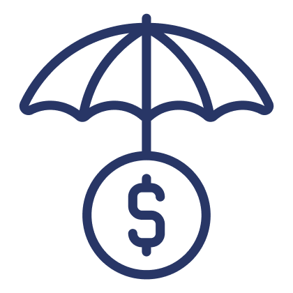 Icon of a dollar sign under an umbrella